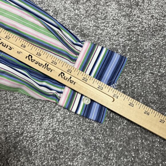 Tailorbyrd Button Up Shirt Mens Large Golf Chunky Stripe Colorful Spring Preppy - Picture 13 of 13